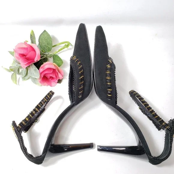 Sergio Rossi Beaded Heels w/ Ankle Straps - Picture 7 of 16